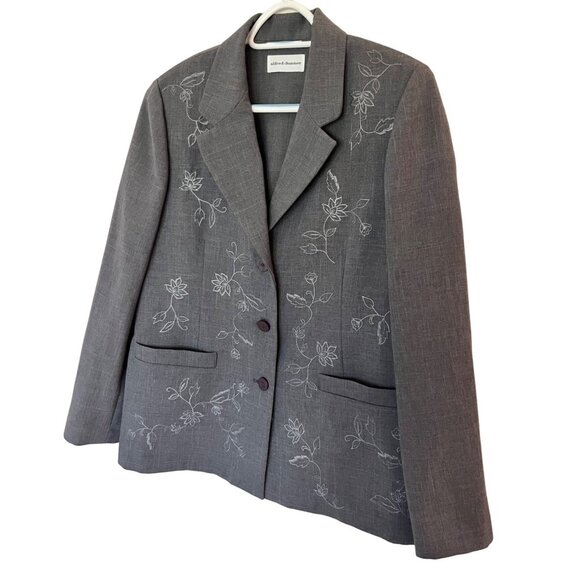 Alfred Dunner Womens Embroidered Blazer Size 10 Gray - Picture 3 of 7